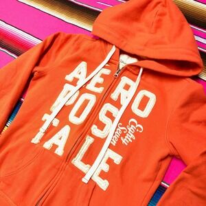 Vintage Y2K Aeropostale Hoodie Men S Full Zip Up Puff Print Spellout Surf Skater